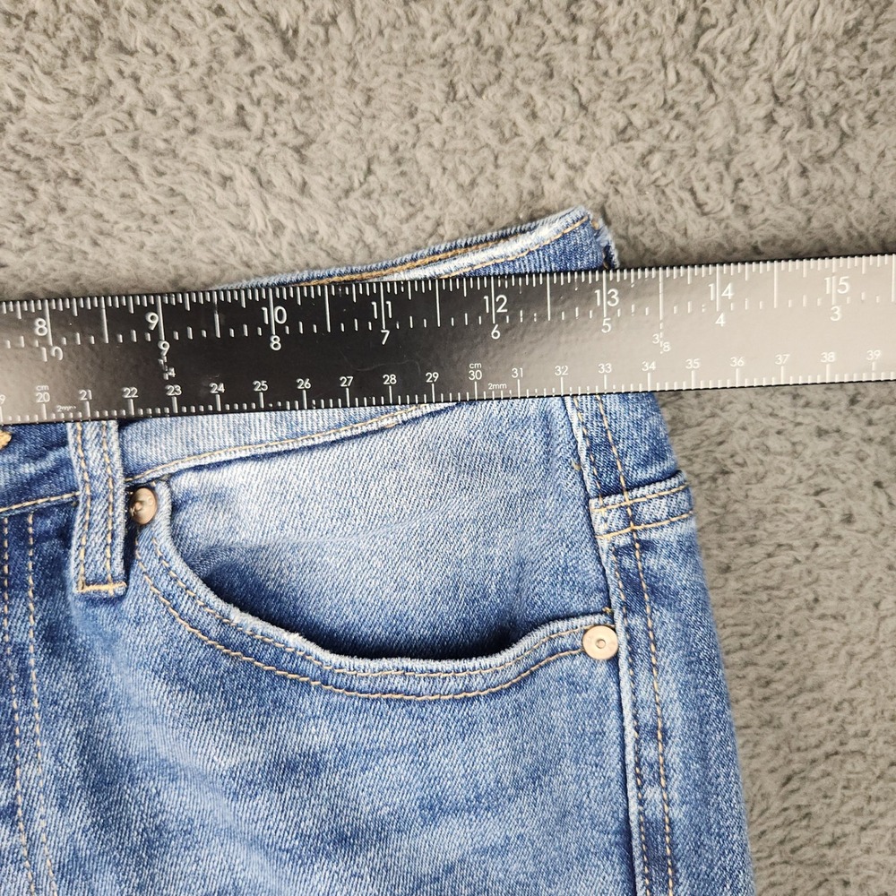 Women's High Rise Flare Leg Jeans Size 5/26 Light Wash Stretchy Blue Soft Denim - Picture 3 of 11